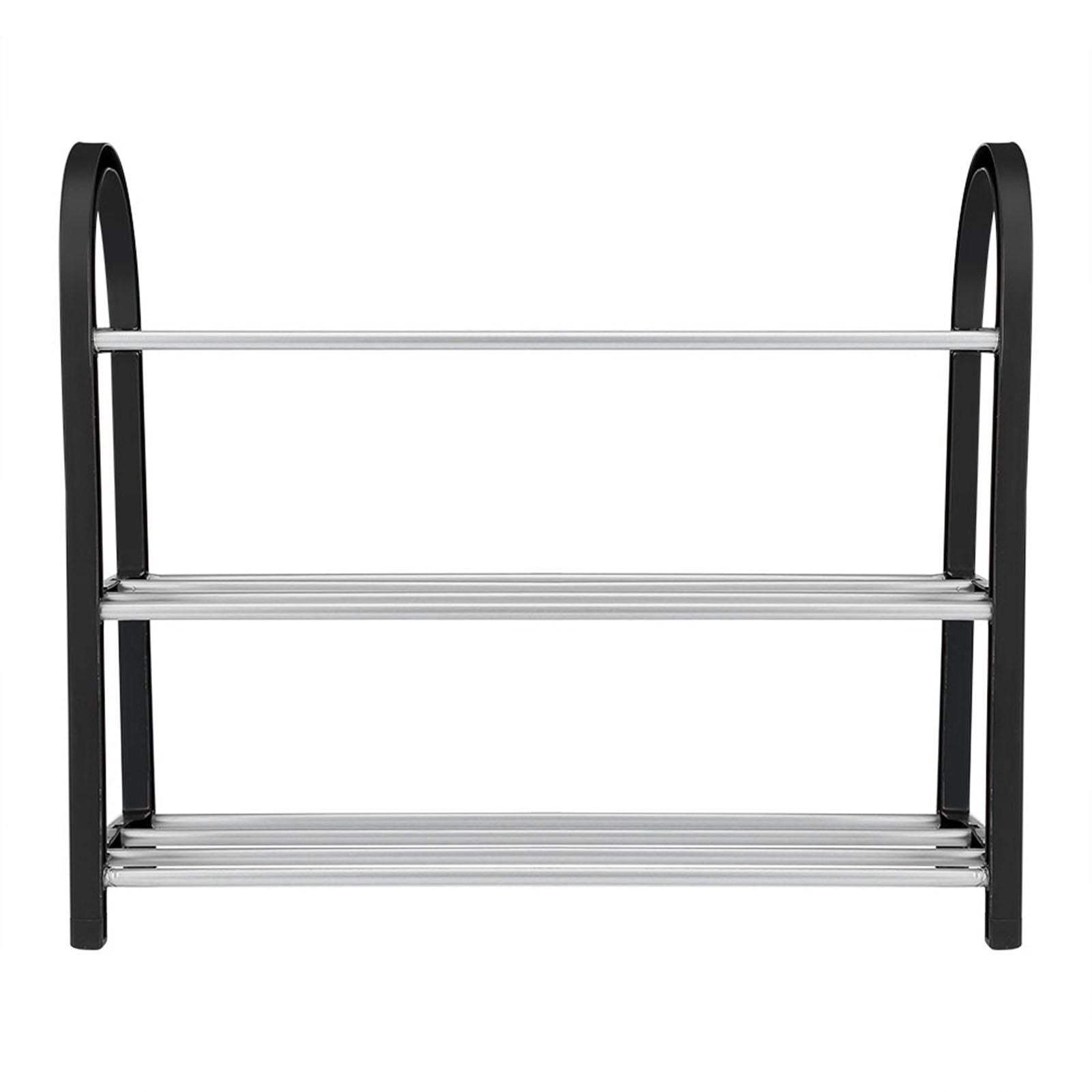 Plastic Aluminum Metal Standing Shoe Rack DIY Shoes Storage Shelf Home Organizer 3 Tiers