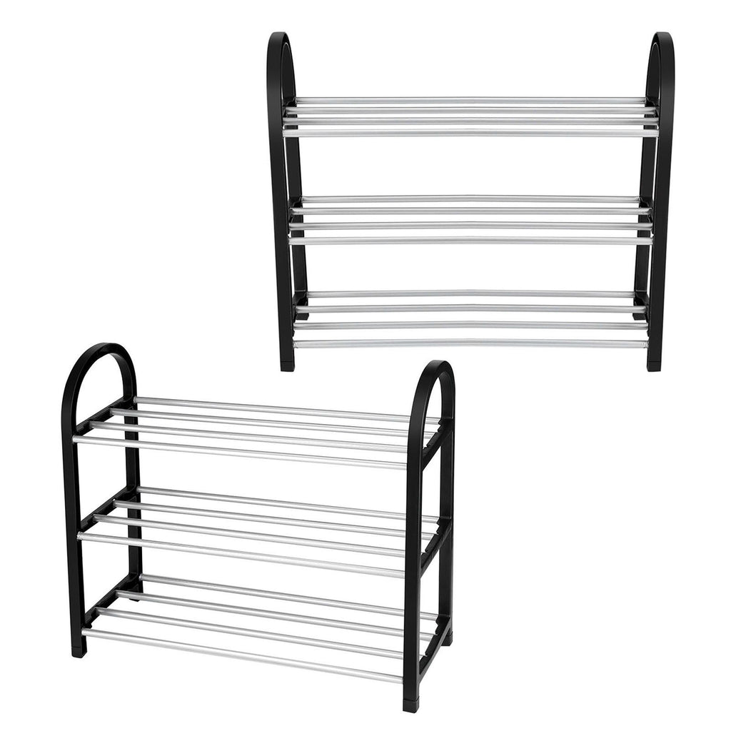 Plastic Aluminum Metal Standing Shoe Rack DIY Shoes Storage Shelf Home Organizer 3 Tiers