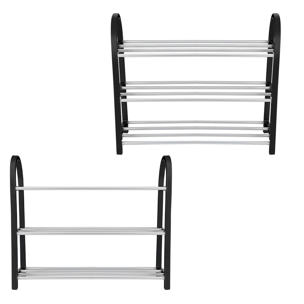 Plastic Aluminum Metal Standing Shoe Rack DIY Shoes Storage Shelf Home Organizer 3 Tiers