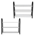 Plastic Aluminum Metal Standing Shoe Rack DIY Shoes Storage Shelf Home Organizer 3 Tiers