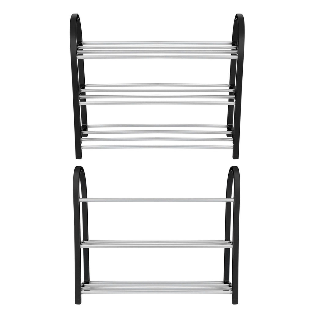 Plastic Aluminum Metal Standing Shoe Rack DIY Shoes Storage Shelf Home Organizer 3 Tiers
