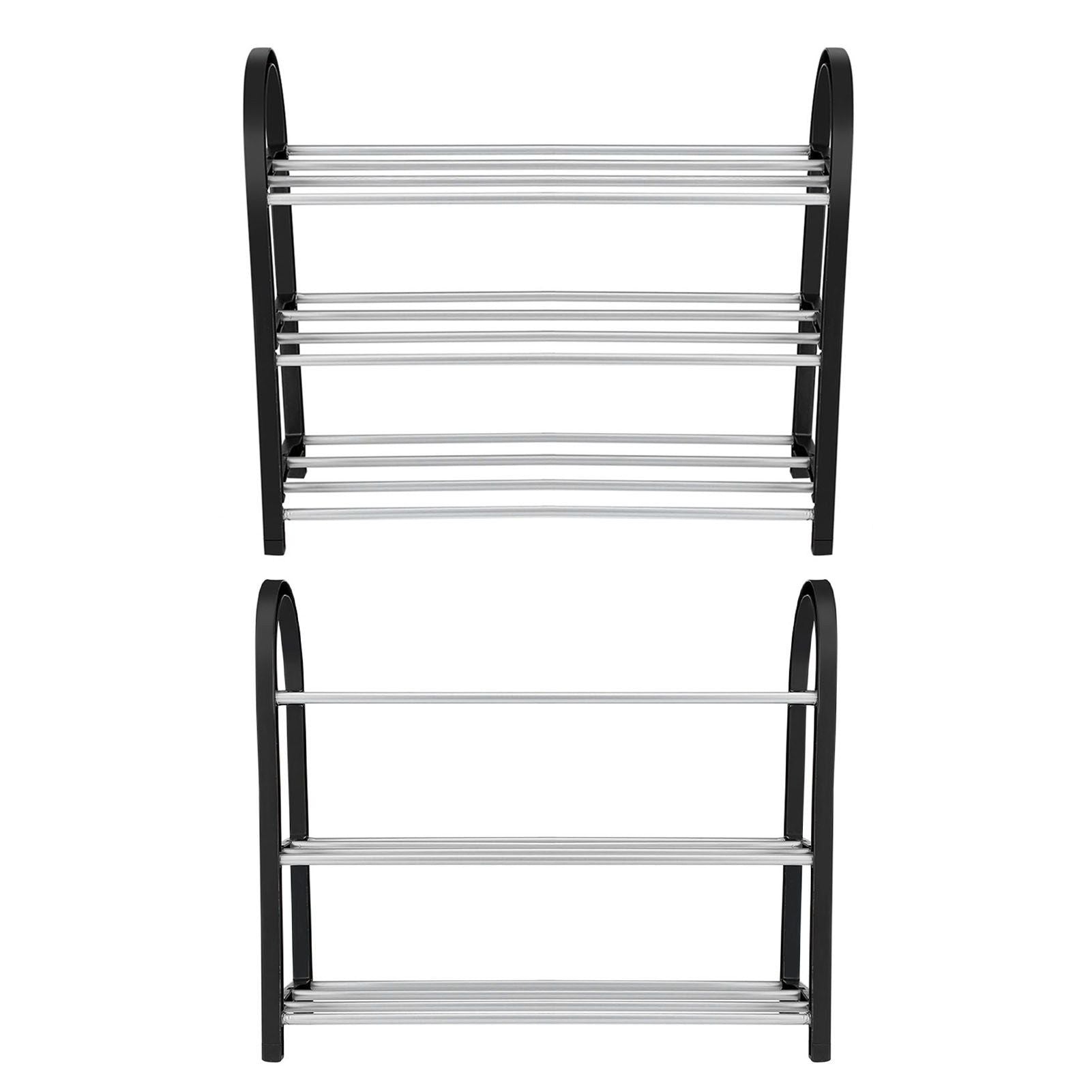 Plastic Aluminum Metal Standing Shoe Rack DIY Shoes Storage Shelf Home Organizer 3 Tiers
