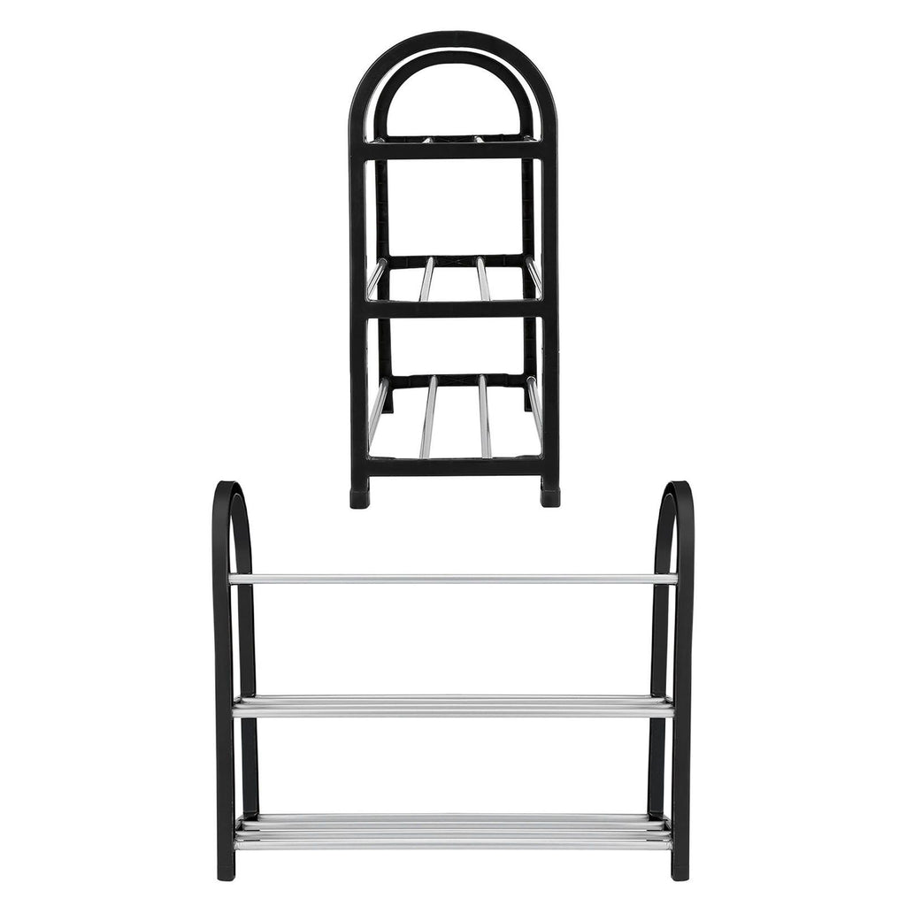 Plastic Aluminum Metal Standing Shoe Rack DIY Shoes Storage Shelf Home Organizer 3 Tiers