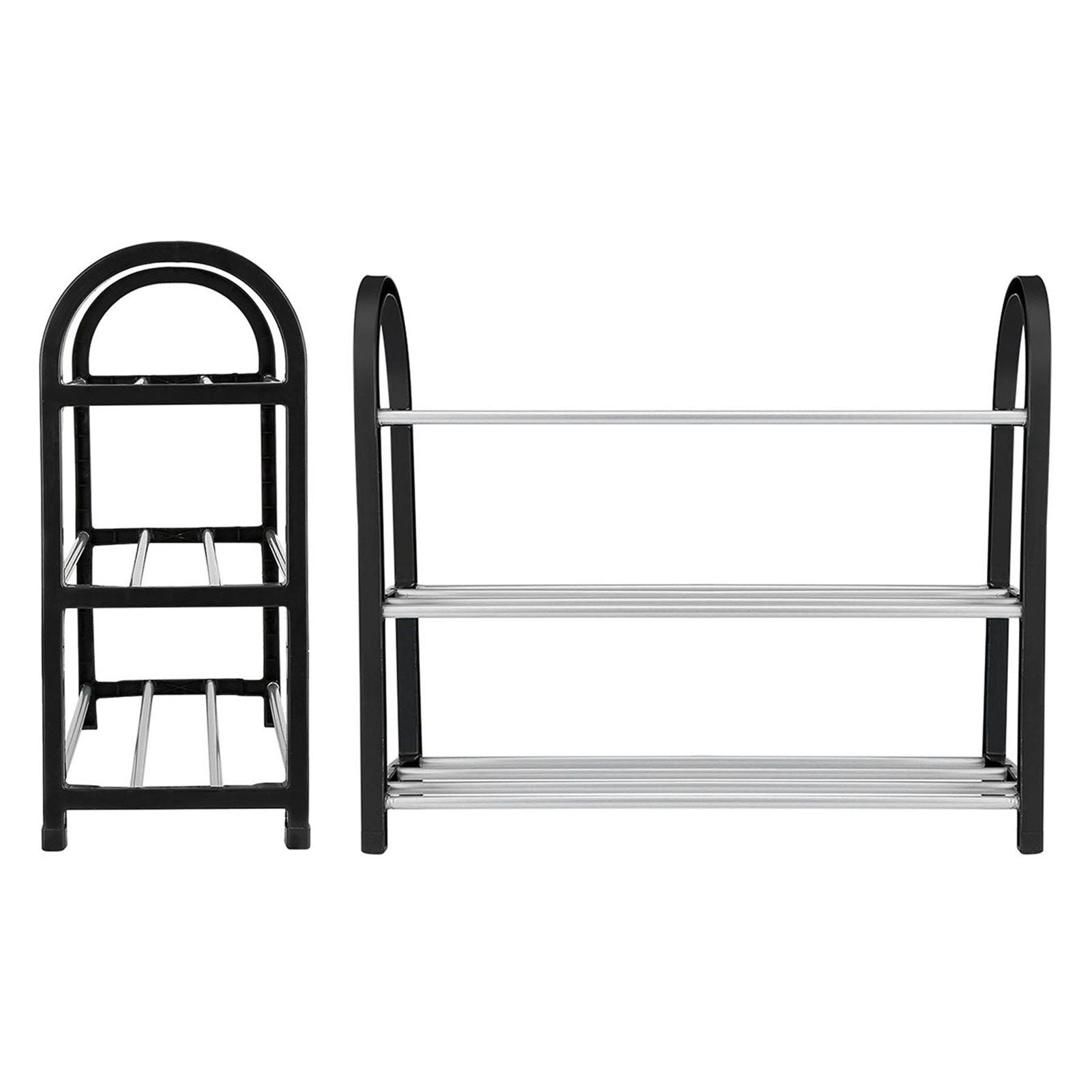 Plastic Aluminum Metal Standing Shoe Rack DIY Shoes Storage Shelf Home Organizer 3 Tiers