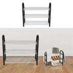 Plastic Aluminum Metal Standing Shoe Rack DIY Shoes Storage Shelf Home Organizer 3 Tiers