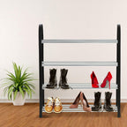 Plastic Aluminum Metal Standing Shoe Rack DIY Shoes Storage Shelf Home Organizer 4 Tiers