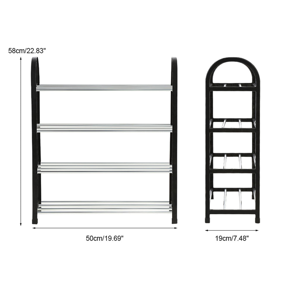 Plastic Aluminum Metal Standing Shoe Rack DIY Shoes Storage Shelf Home Organizer 4 Tiers