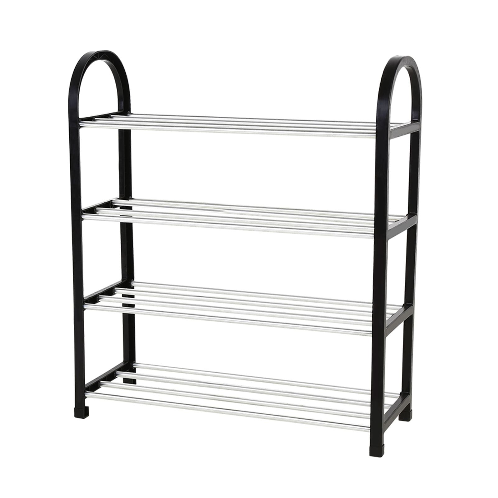 Plastic Aluminum Metal Standing Shoe Rack DIY Shoes Storage Shelf Home Organizer 4 Tiers