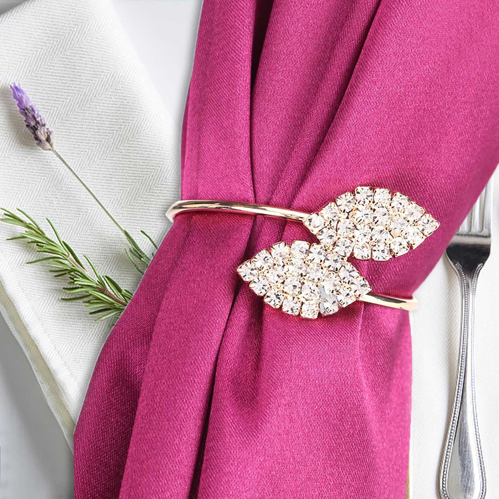 12Pcs Rhinestone Napkin Ring Set Handmade Buckle Holder Wedding Dinner Decoration