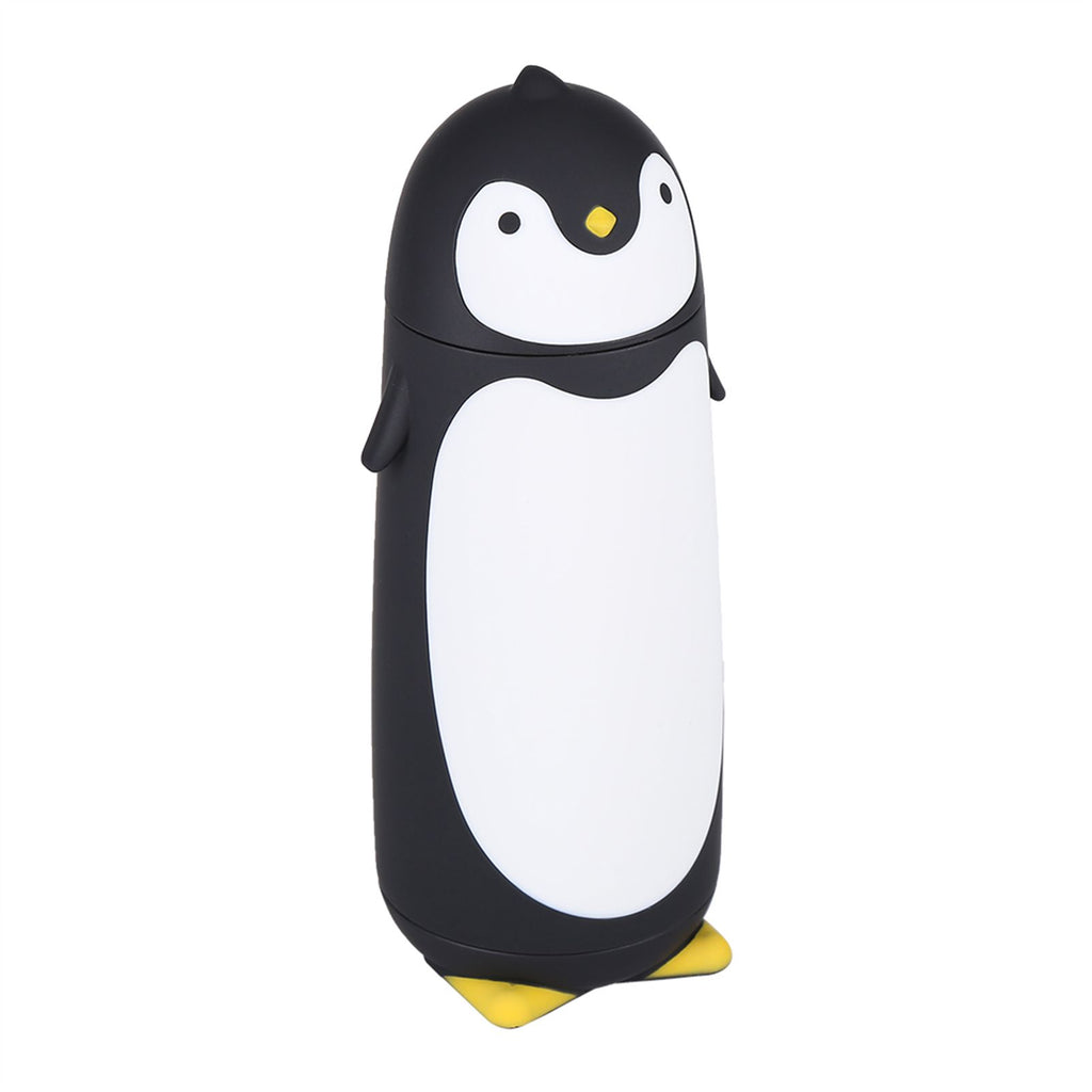 300ML Portable Cute Penguin Glass Water Bottle Double Layer Mug Travel Cup Black