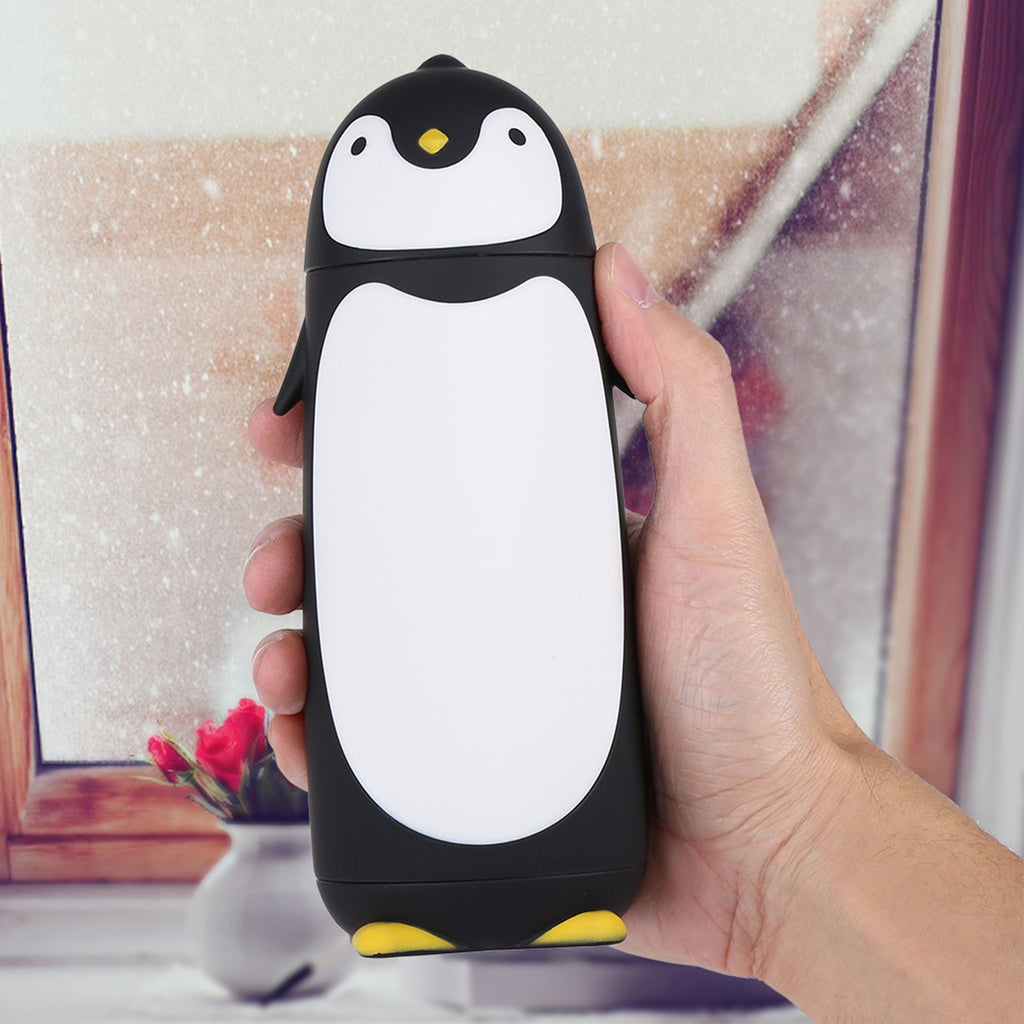 300ML Portable Cute Penguin Glass Water Bottle Double Layer Mug Travel Cup Black