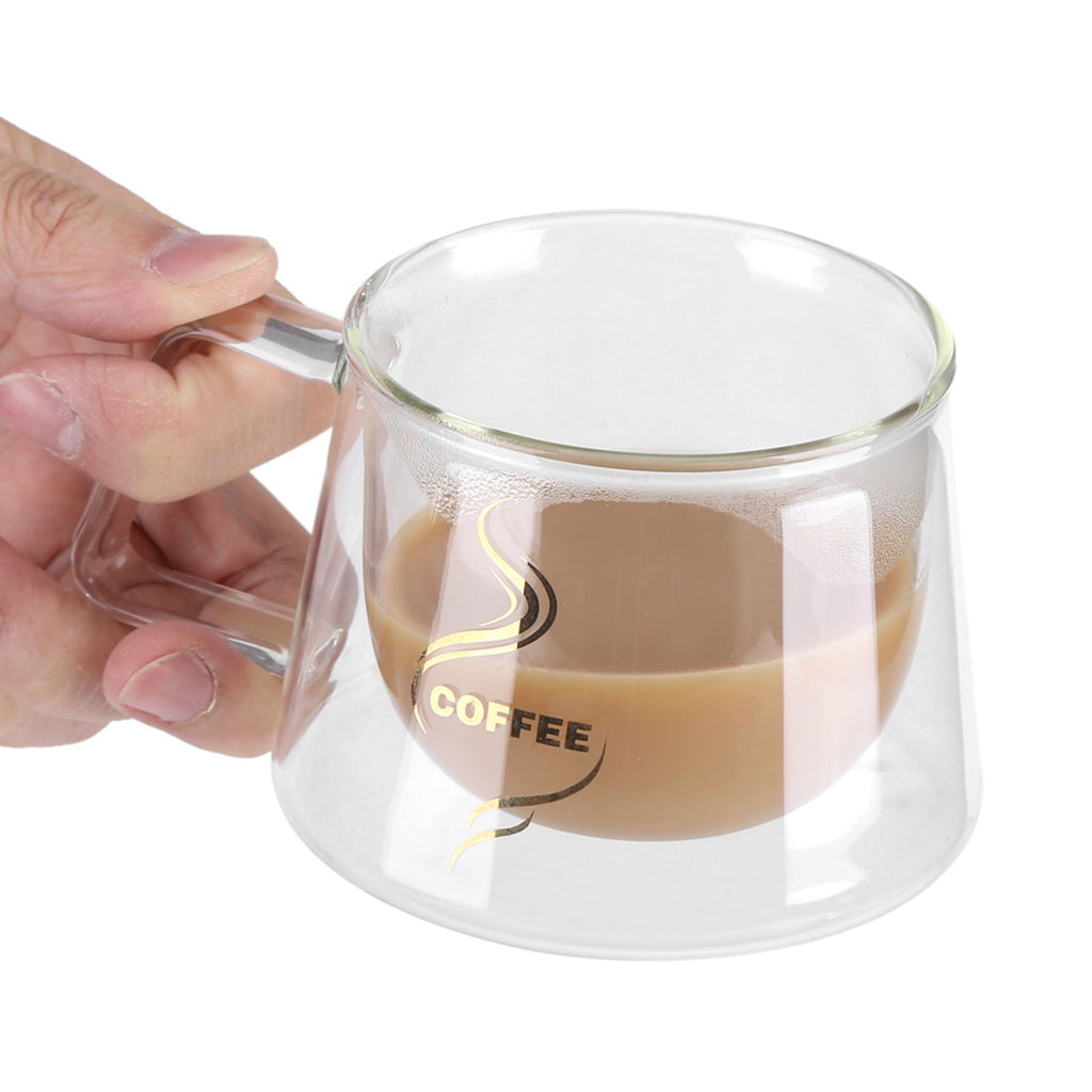 Double Wall Insulated Glass Cup Heat Resistant Mug Glassware for Coffee Tea Milk