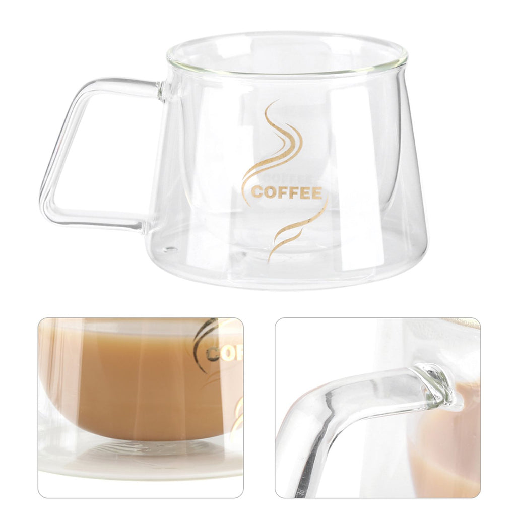 Double Wall Insulated Glass Cup Heat Resistant Mug Glassware for Coffee Tea Milk