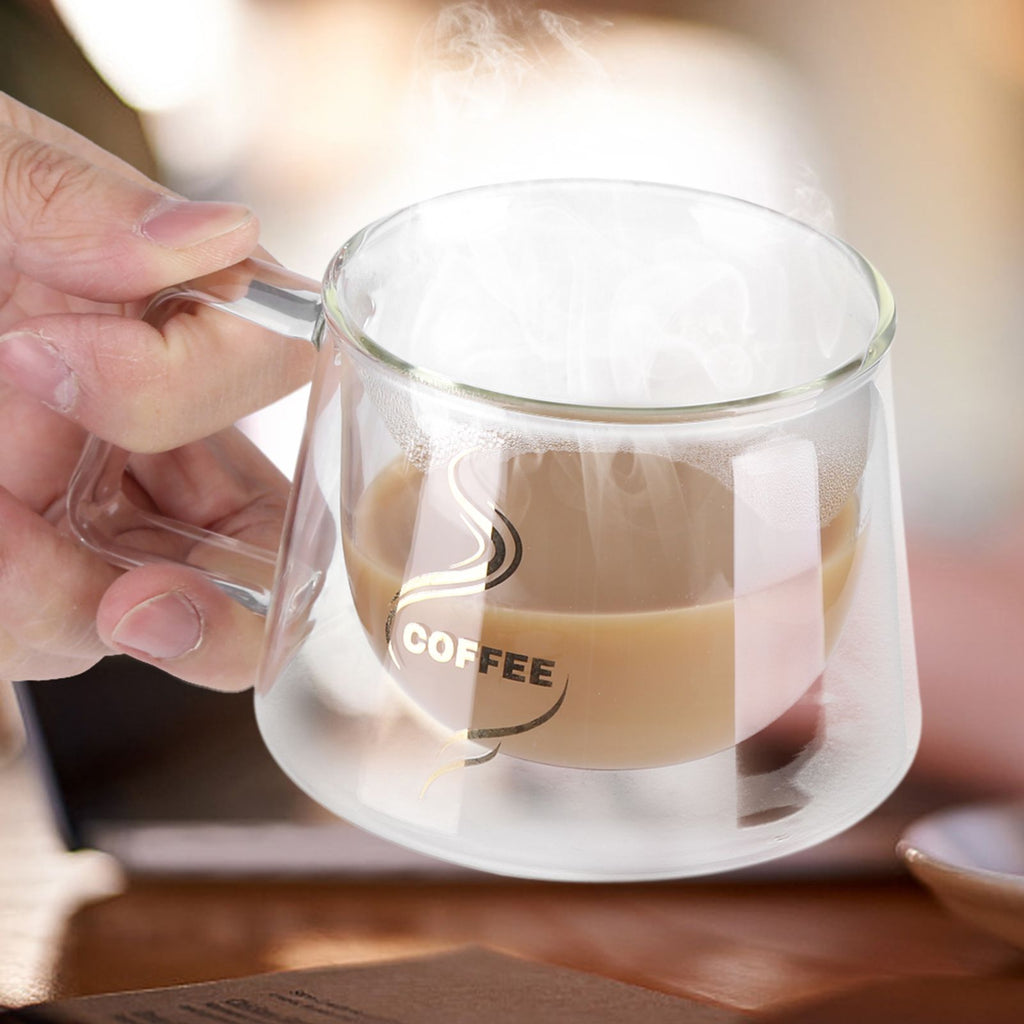 Double Wall Insulated Glass Cup Heat Resistant Mug Glassware for Coffee Tea Milk