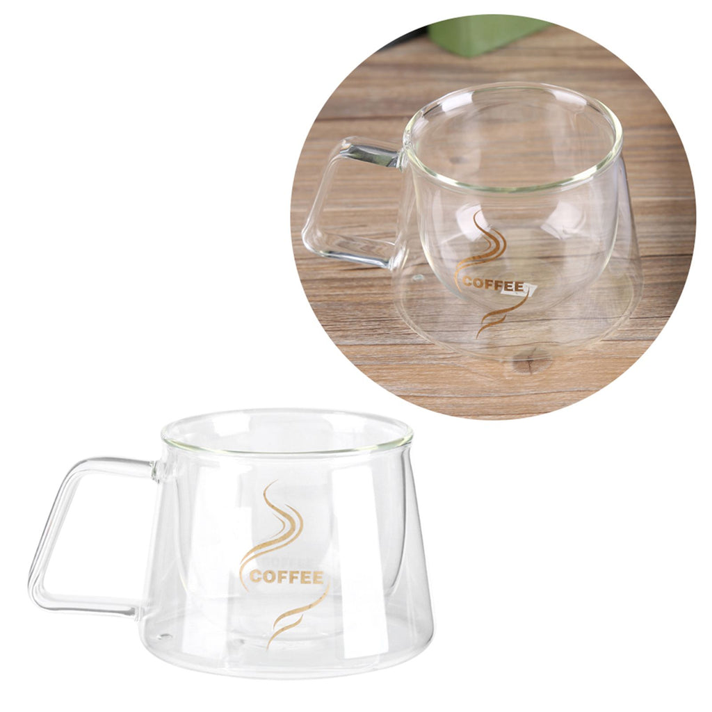 Double Wall Insulated Glass Cup Heat Resistant Mug Glassware for Coffee Tea Milk