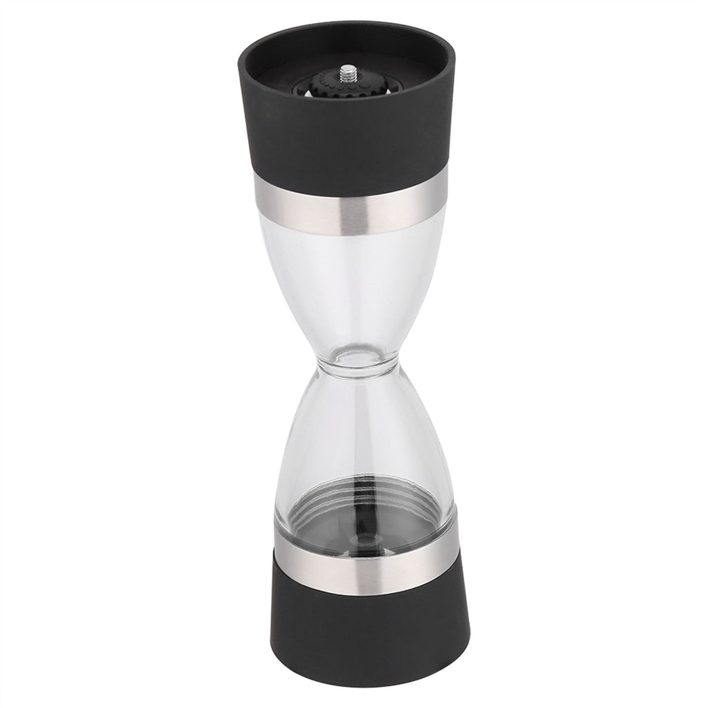 2 in 1 Double ended Manual Kitchen Salt & Pepper Mill Grinder Adjustable Ceramic Rotor Black