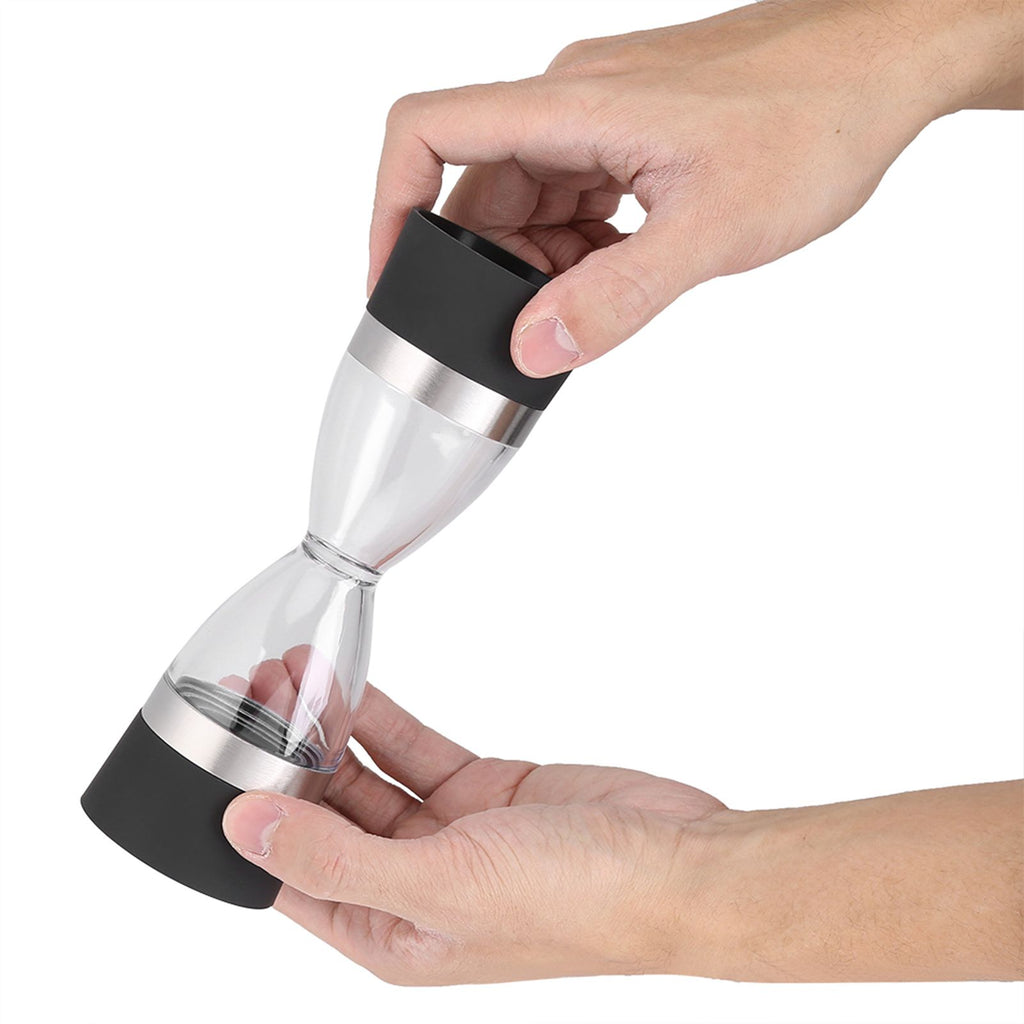 2 in 1 Double ended Manual Kitchen Salt & Pepper Mill Grinder Adjustable Ceramic Rotor Black
