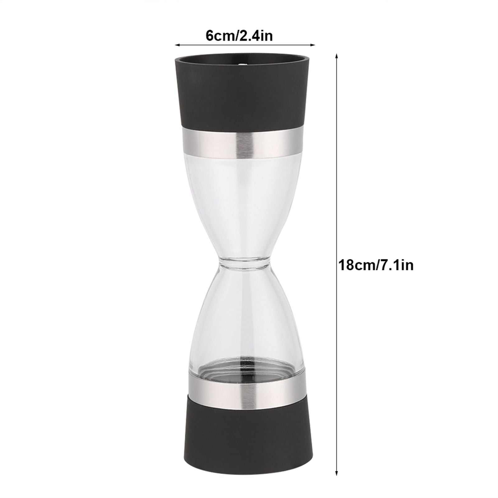 2 in 1 Double ended Manual Kitchen Salt & Pepper Mill Grinder Adjustable Ceramic Rotor Black