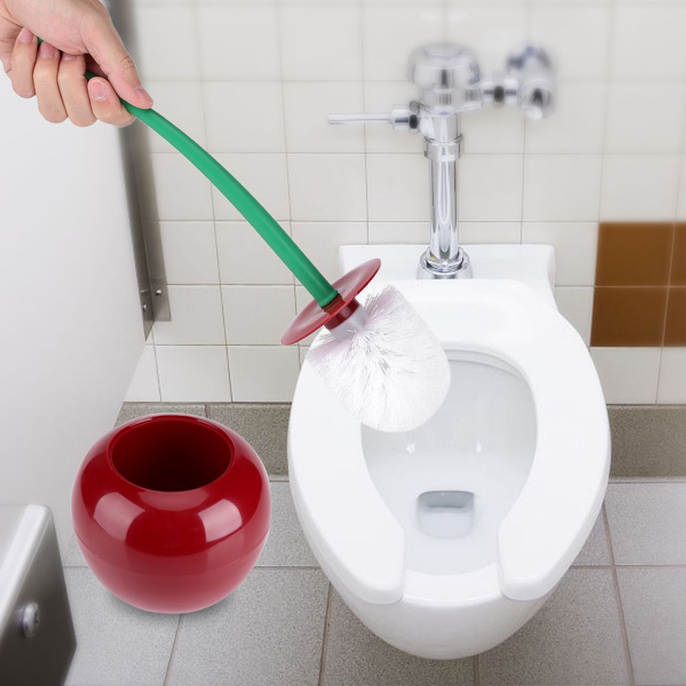 Cherry - Shape Cleaning Toliet Brush Holder Standing Set Lavatory Bathroom Tool