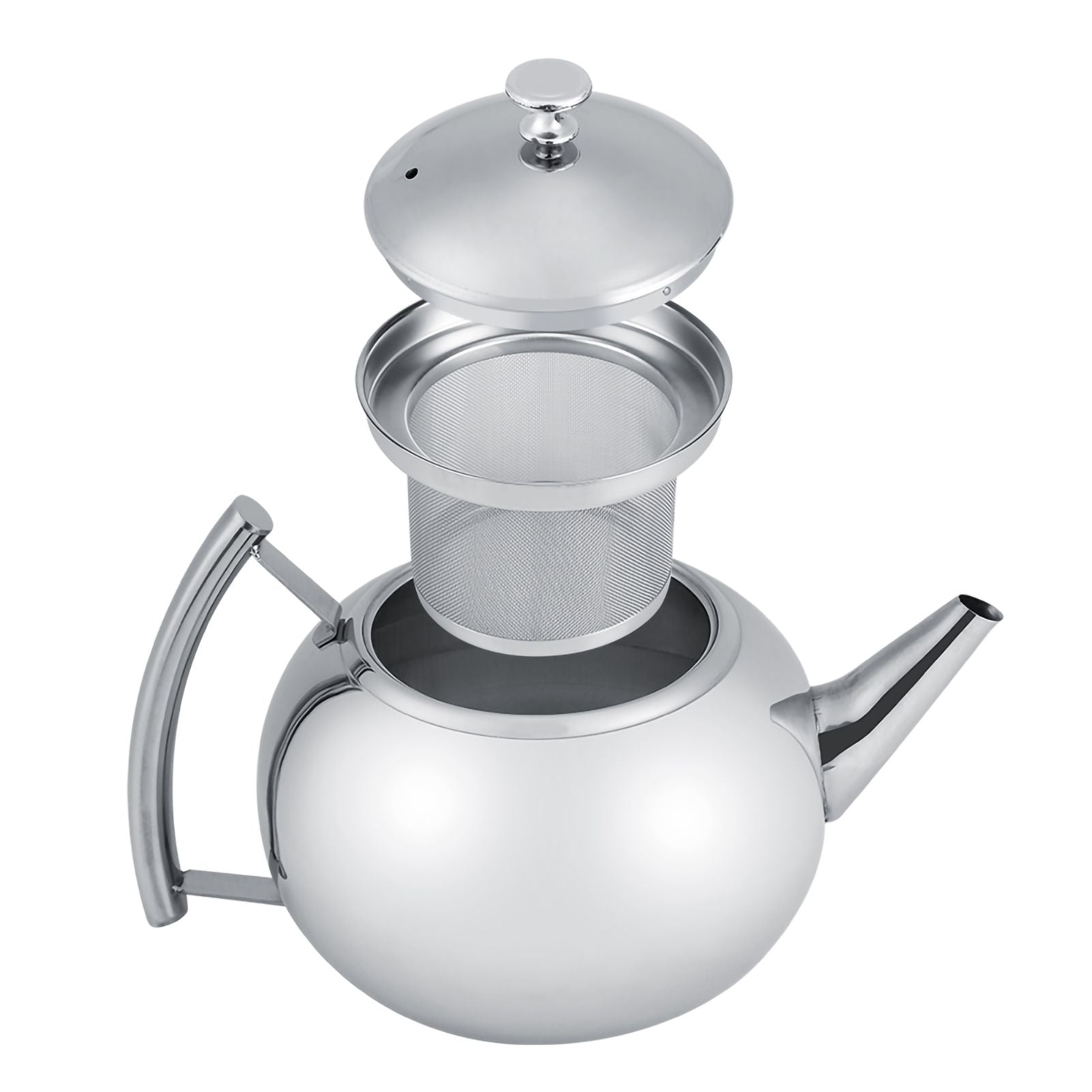 2L 201 Stainless Steel Teapot Coffee Tea Pot Kettle with Removable Infuser Filter