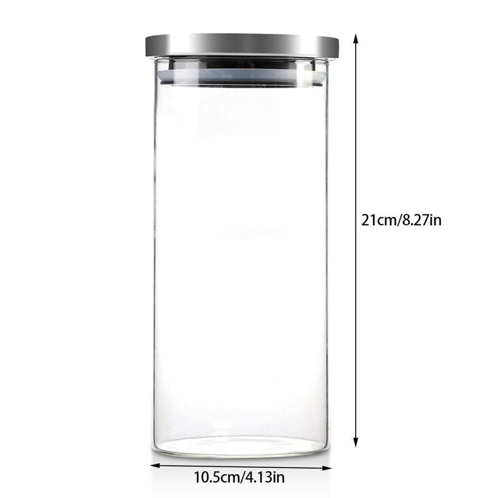 1000ml Glass Storage Jar Coffee Beans Kitchen Food Container Stainless Steel Lid