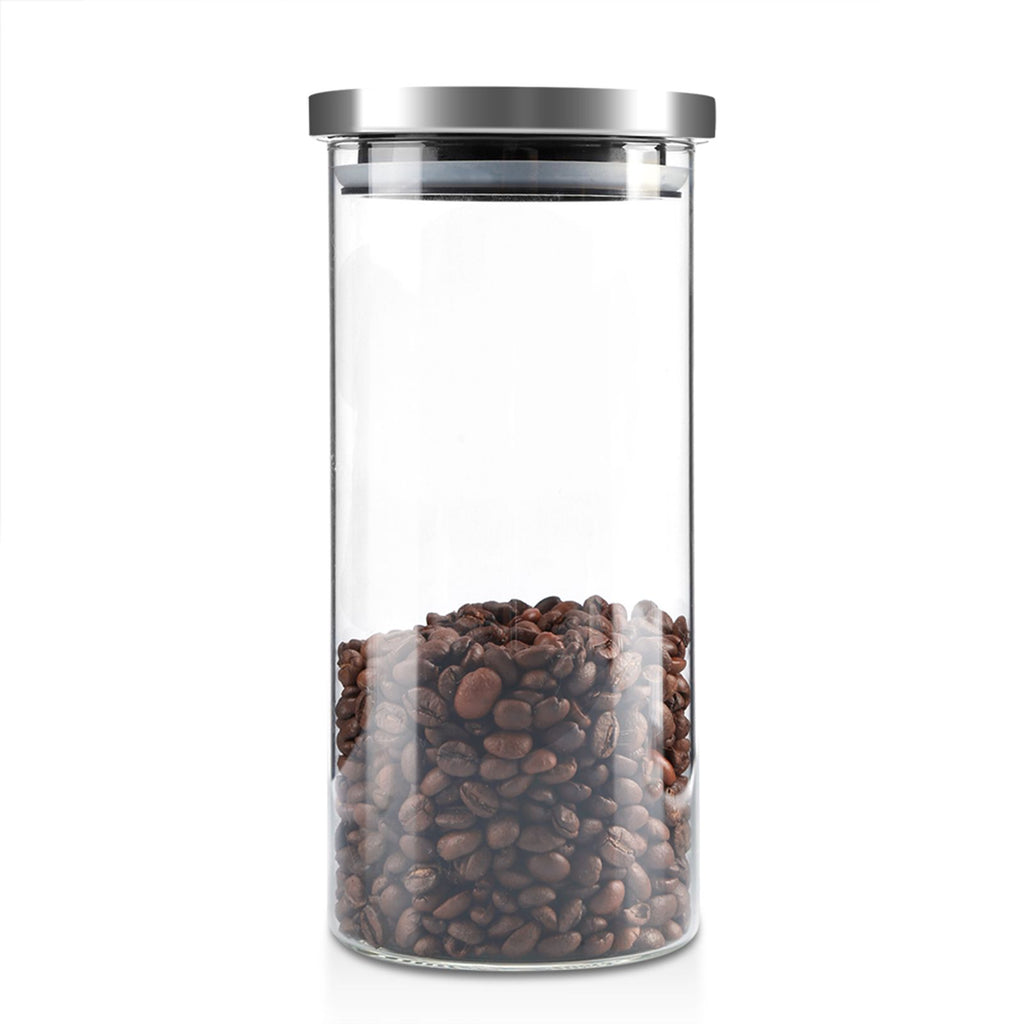 1000ml Glass Storage Jar Coffee Beans Kitchen Food Container Stainless Steel Lid