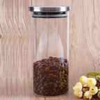 1000ml Glass Storage Jar Coffee Beans Kitchen Food Container Stainless Steel Lid