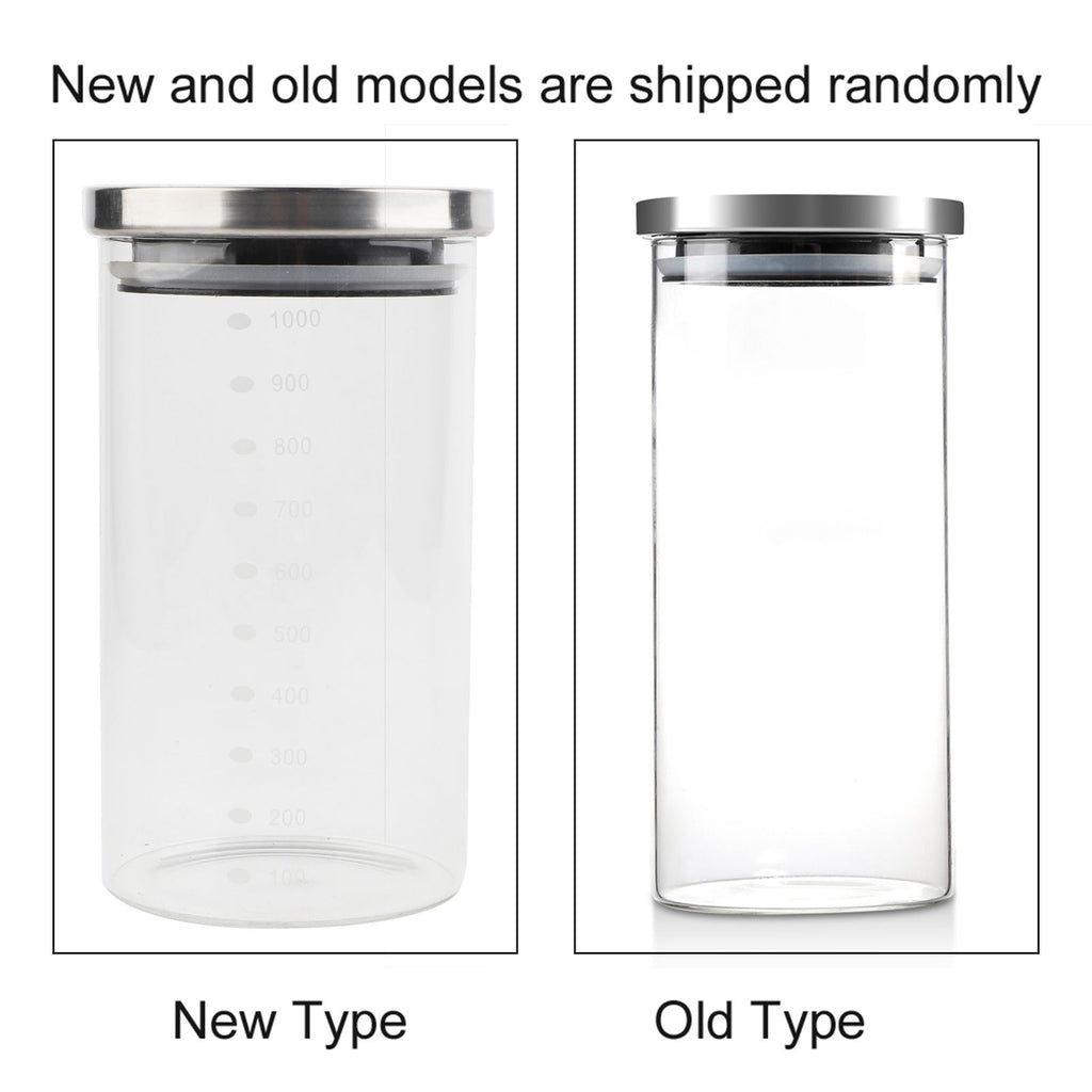 1000ml Glass Storage Jar Coffee Beans Kitchen Food Container Stainless Steel Lid