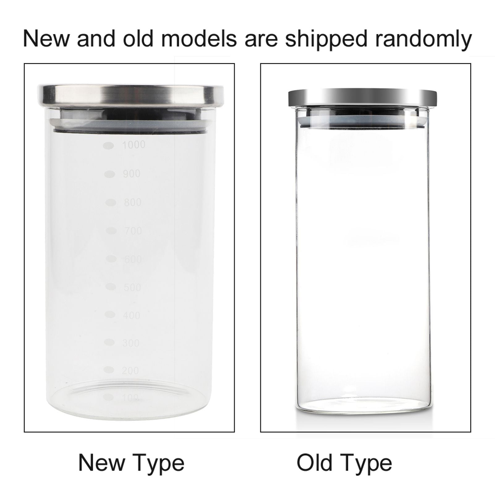1000ml Glass Storage Jar Coffee Beans Kitchen Food Container Stainless Steel Lid