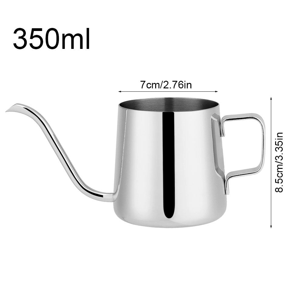 Stainless Steel Drip Coffee Pot Long Gooseneck Spout Kettle Cup Tea Tool (Silver 350mL)