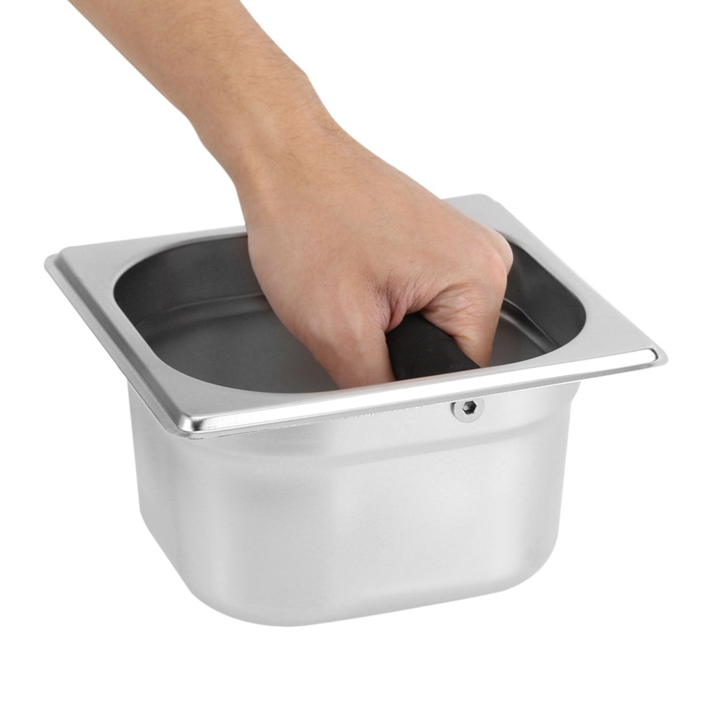 Stainless Steel Espresso Knock Box Container with Rubber Bar for Coffee Machine S