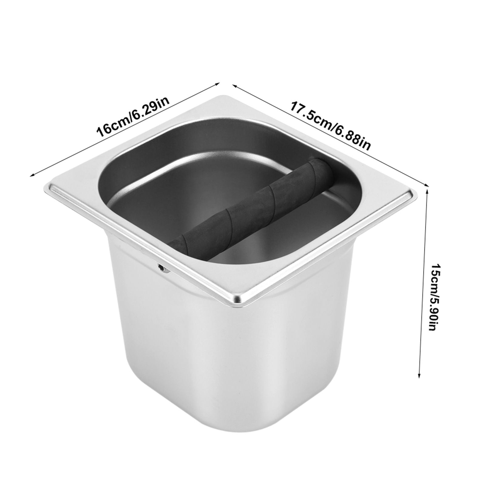 Stainless Steel Espresso Knock Box Container with Rubber Bar for Coffee Machine L