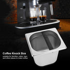 Stainless Steel Espresso Knock Box Container with Rubber Bar for Coffee Machine L