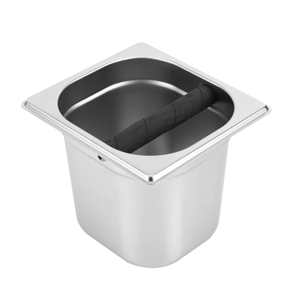 Stainless Steel Espresso Knock Box Container with Rubber Bar for Coffee Machine L