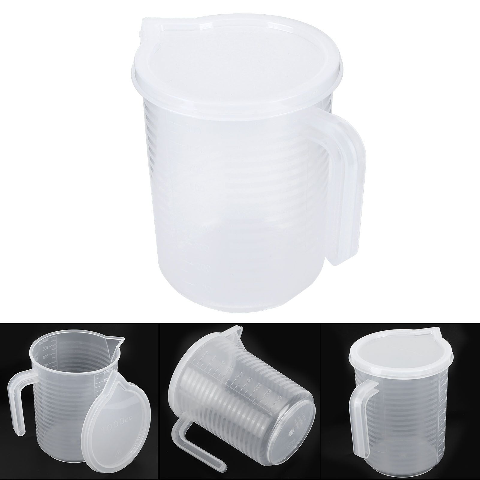 500ml/1000ml Clear Plastic Measuring Cups with Lid Kitchen Cooking Baking Accessaries 1000ml