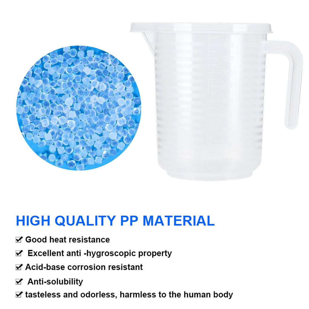 500ml/1000ml Clear Plastic Measuring Cups with Lid Kitchen Cooking Baking Accessaries 1000ml