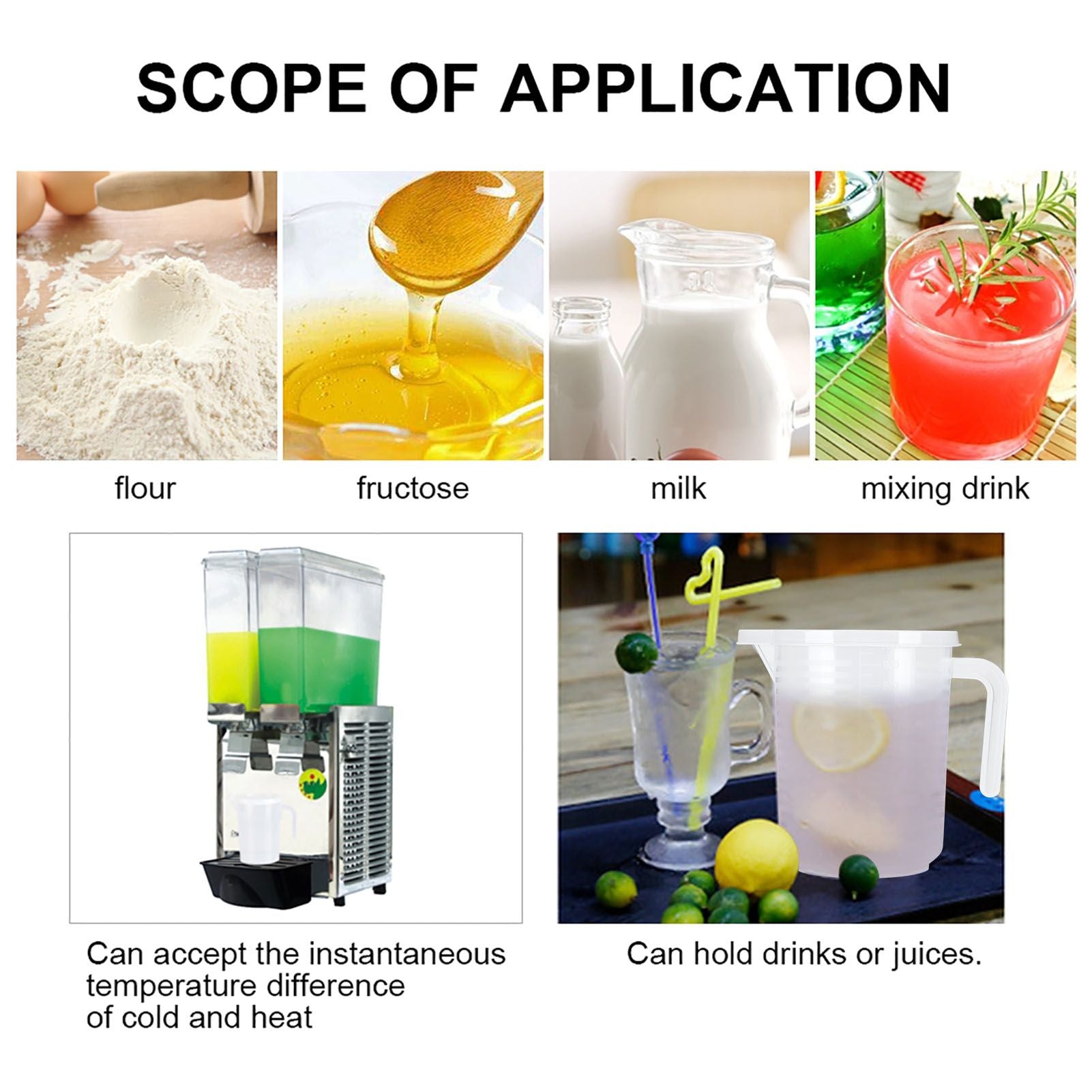 500ml/1000ml Clear Plastic Measuring Cups with Lid Kitchen Cooking Baking Accessaries 1000ml