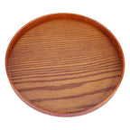 Round Natural Wood Serving Tray Wooden Plate Tea Food Server Dishes Water Drink Platter 24 cm