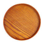 Round Natural Wood Serving Tray Wooden Plate Tea Food Server Dishes Water Drink Platter 27cm