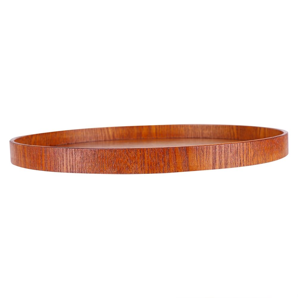 Round Natural Wood Serving Tray Wooden Plate Tea Food Server Dishes Water Drink Platter 33cm