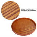Round Natural Wood Serving Tray Wooden Plate Tea Food Server Dishes Water Drink Platter 33cm