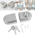 10~12mm Stainless Steel Glass Door Lock with Keys Open/Close Home Hotel Bathroom Use