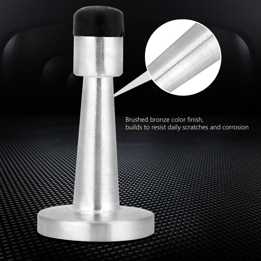 Zinc Alloy Rubber Anti Collision Door Stopper Holder Home Hotel Office Accessory (Brushed)