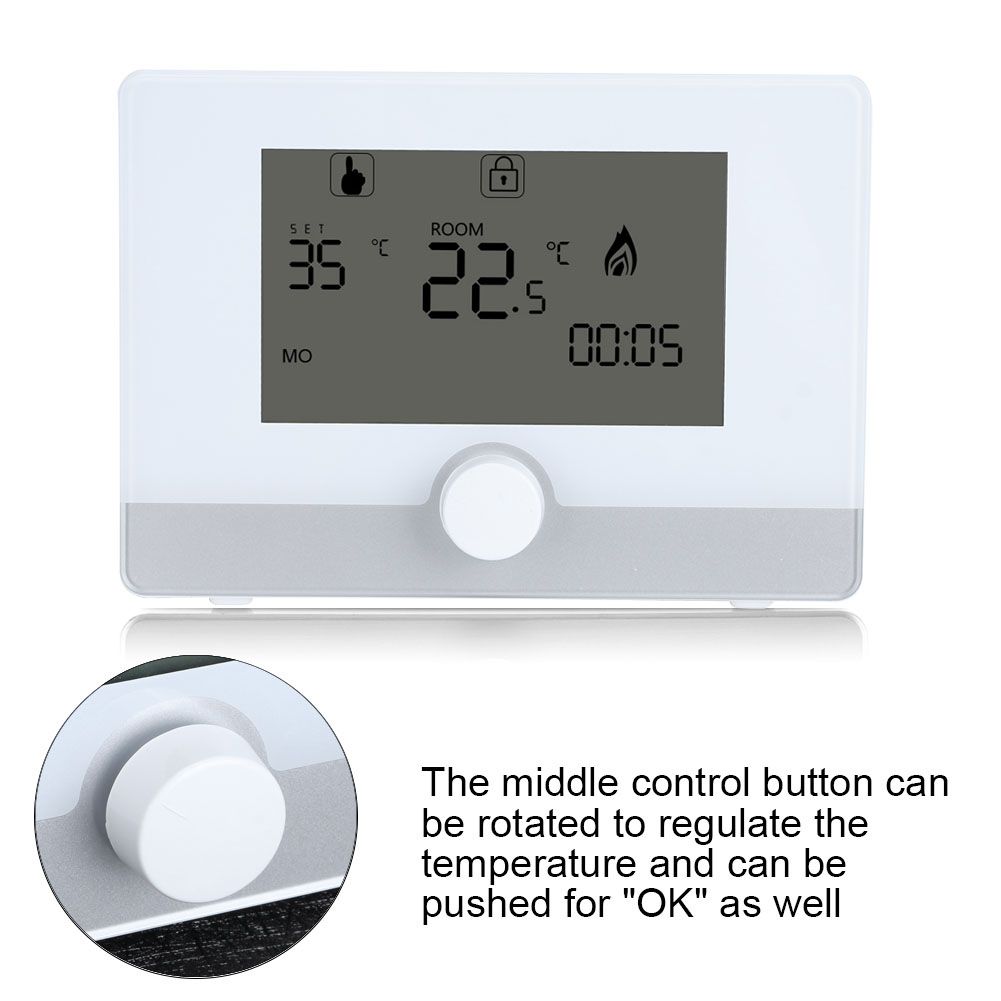 Programmable Thermostat Temperature Controller for Wall hung Boiler Heating System Black