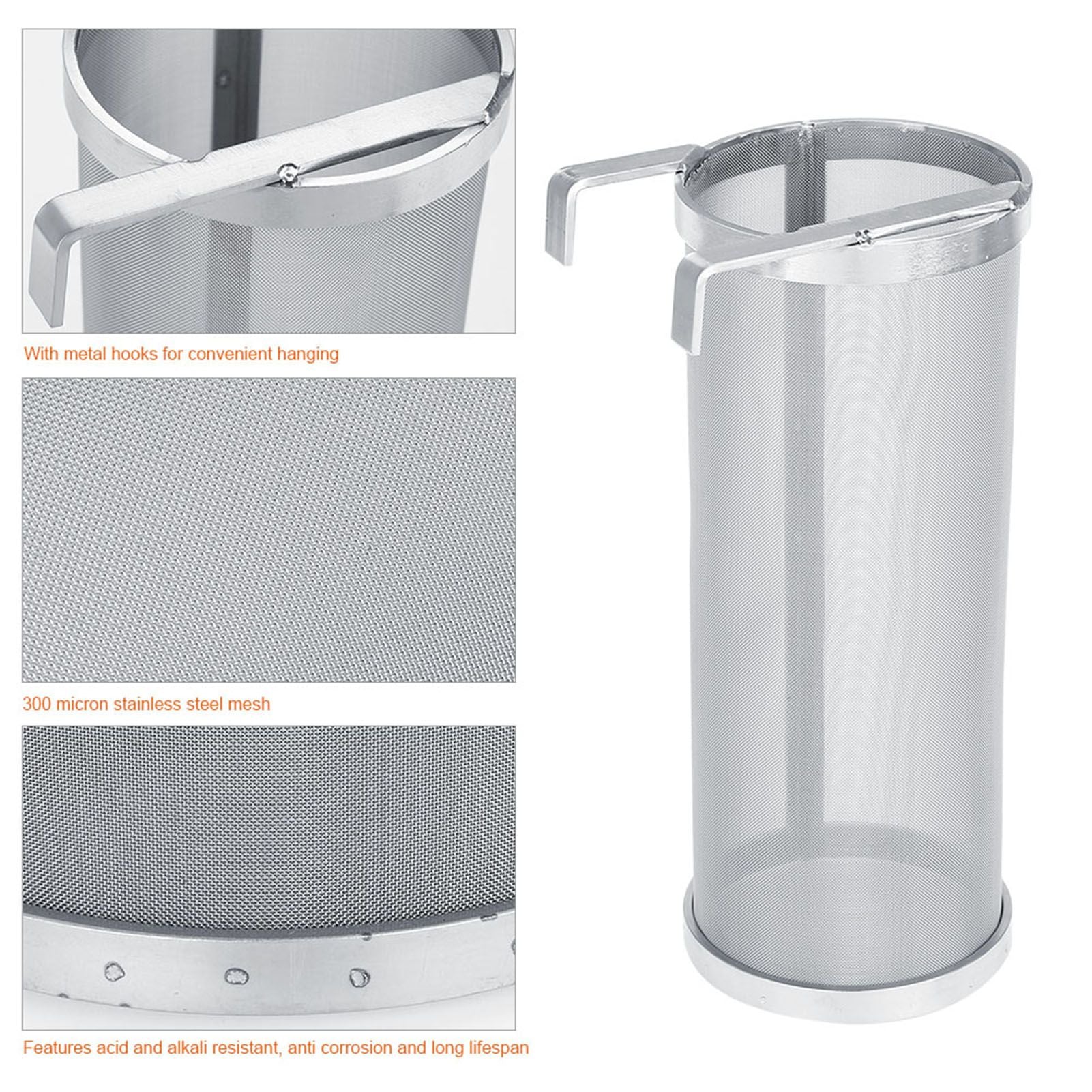 300 Micron Stainless Steel Homemade Brew Beer Hop Mesh Filter Strainer #1 10 x 25.5cm