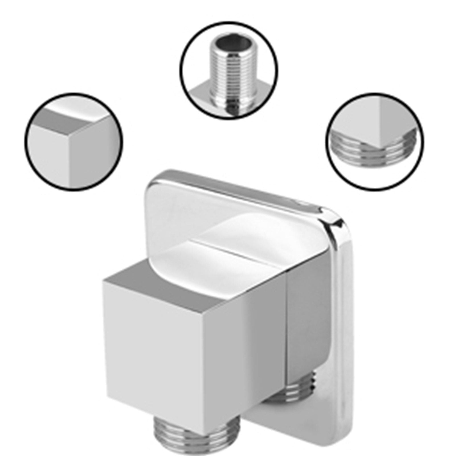 Solid Brass Chrome Finish Square Hand Shower Outlet Elbow Angle Valve Concealed Wall Mounted