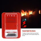 Sound & Light Fire Alarm Warning Strobe Horn Alert Safety System Sensor for Home Office Hotel