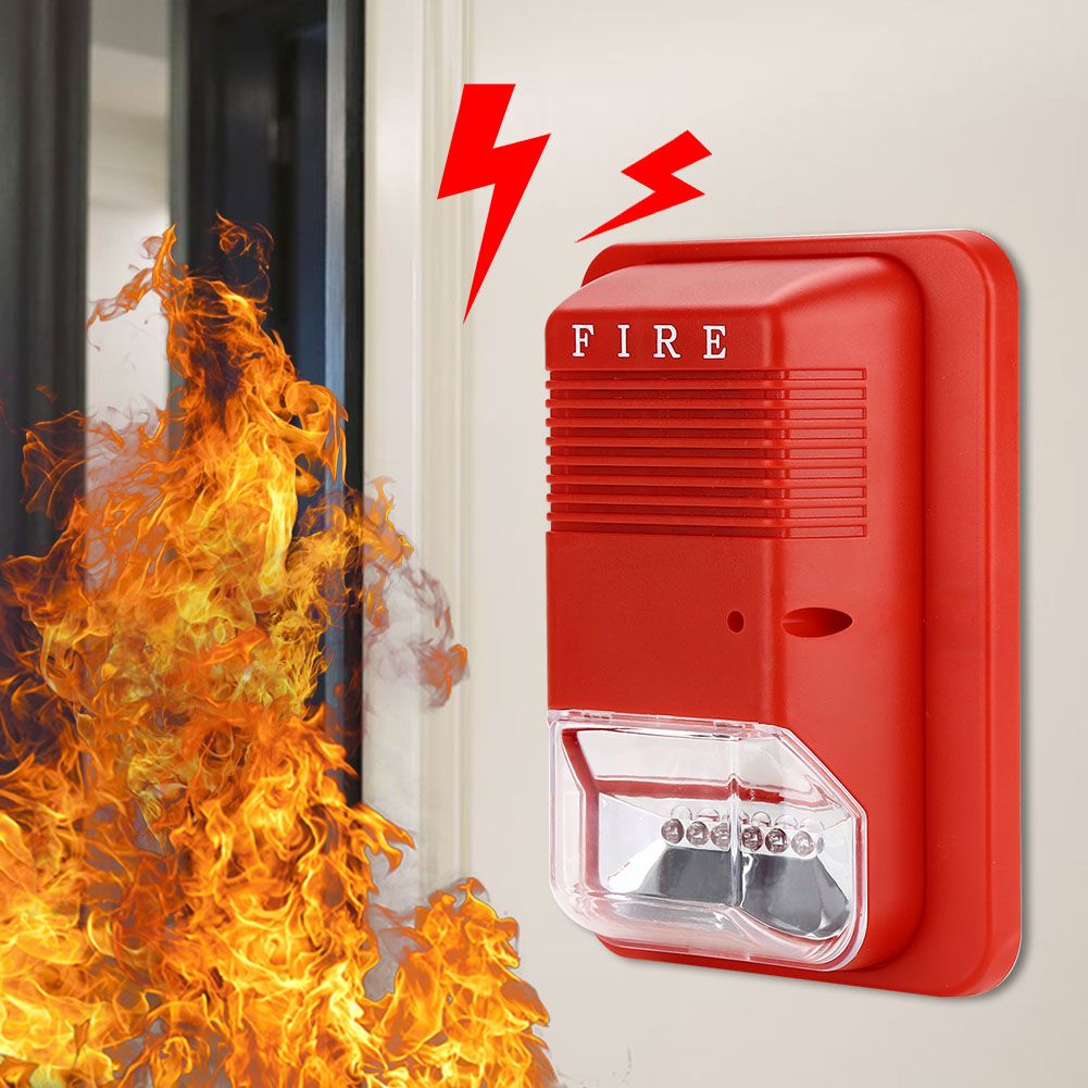 Sound & Light Fire Alarm Warning Strobe Horn Alert Safety System Sensor for Home Office Hotel