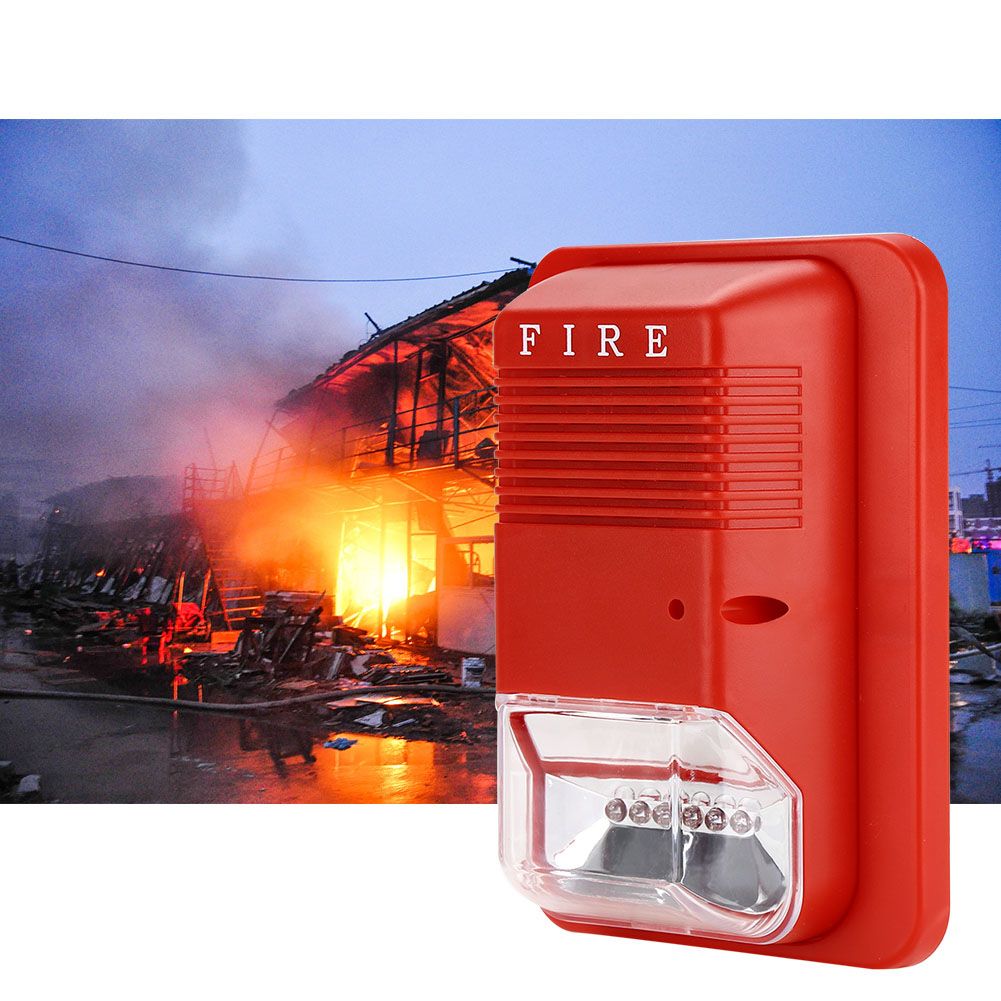 Sound & Light Fire Alarm Warning Strobe Horn Alert Safety System Sensor for Home Office Hotel