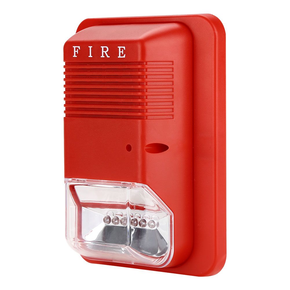 Sound & Light Fire Alarm Warning Strobe Horn Alert Safety System Sensor for Home Office Hotel